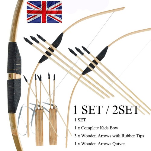Set kids children wood bow - 1/2,
