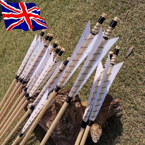 12x wooden arrows feather - 32'',